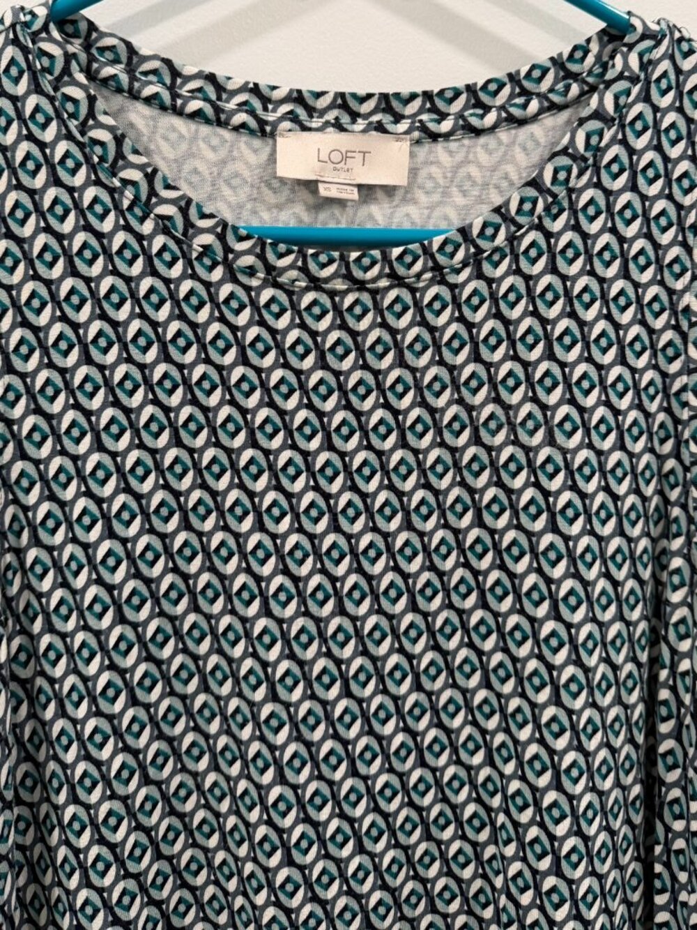 LOFT Teal Pattern Shift Dress